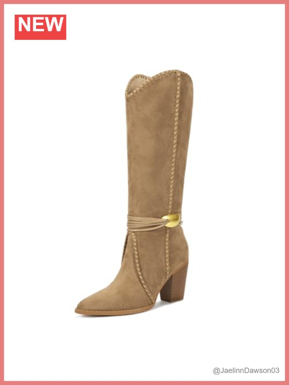 Faux Suede Knee High Cowboy Boots Womens Pointed Toe Western Block Heel Pull On